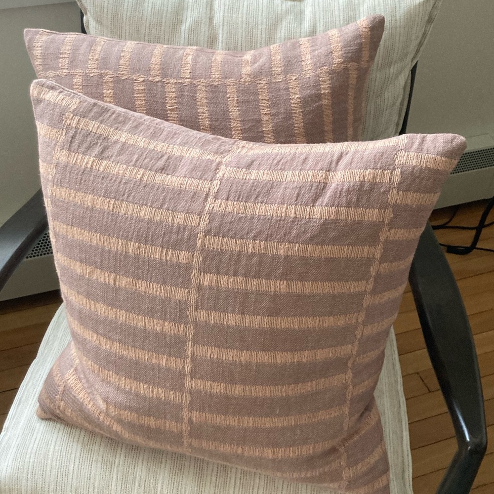 LULU & GEORGIA Pair 20" PILLOW COVERS  "THISBEE" Blush - NEW!